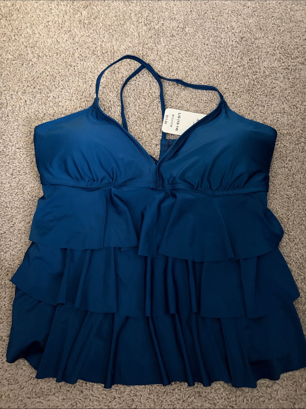 Women’s Blue Ruffle One-Piece Swimsuit